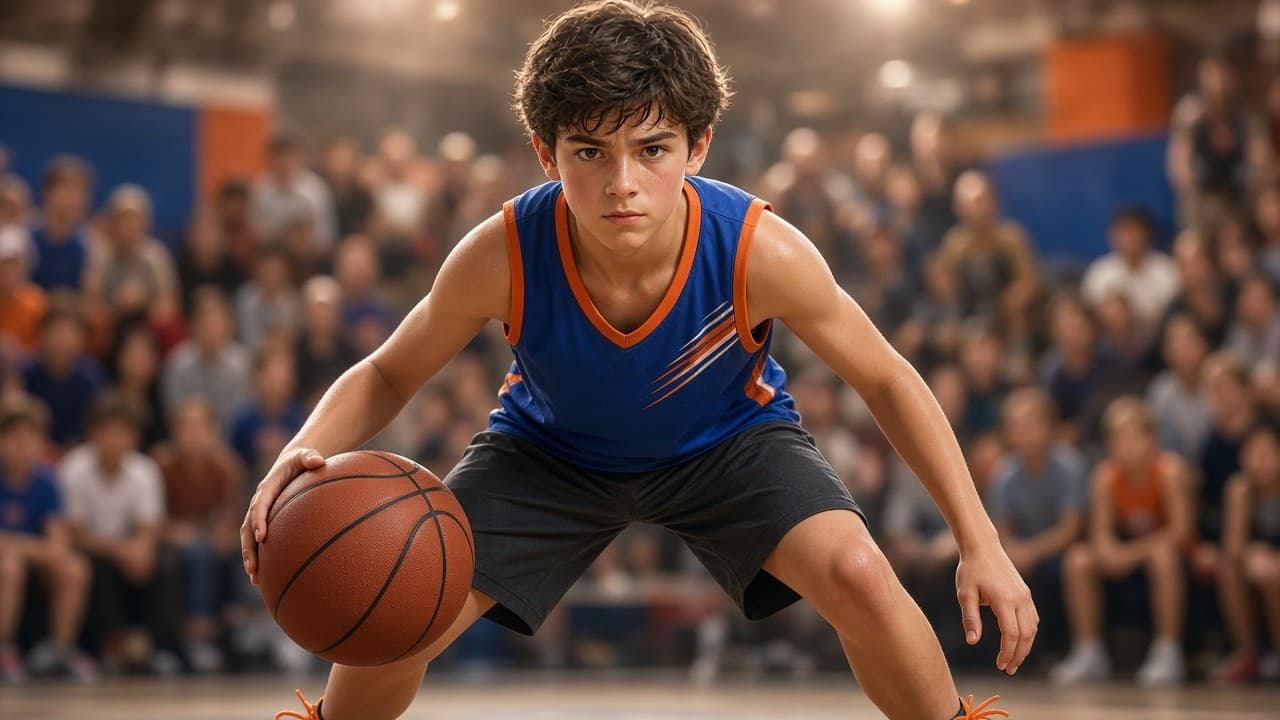 Young player dribbling toward the camera