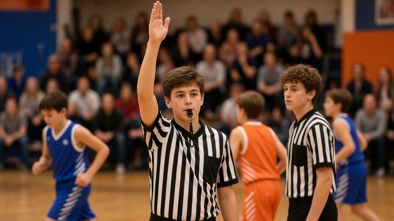 Teen referees officiating a youth game